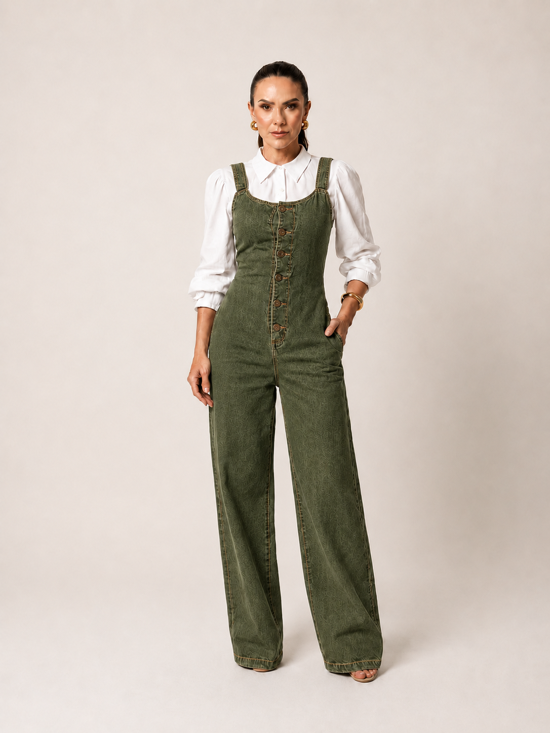 Macacão Jeans Wide Leg Alenice + Brinde